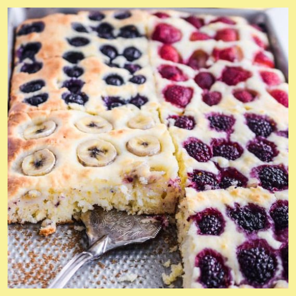 pancake sheet with fruit toppings