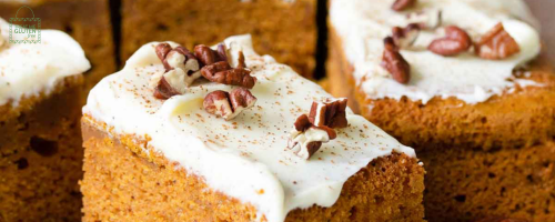 gluten free pumpkin vanilla cake mix sheet cake with cheese frosting